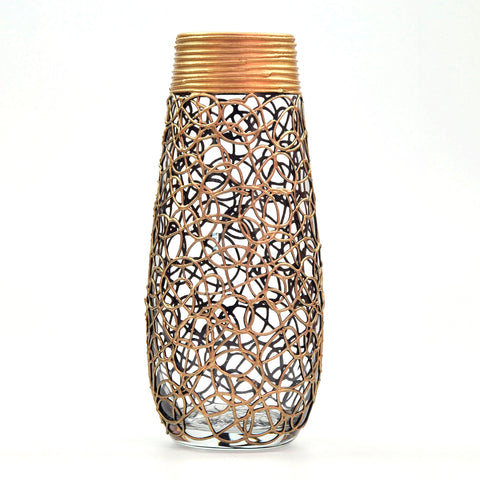 Glass Vase For Home And Office Decor Gold Hand Painted
