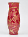 Glass Vase For Home And Office Decor Red Hand Painted - Height 11.81 inch, width 4.72 inch