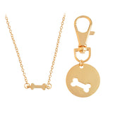 Trendy Dog Bone Charm Necklace And Collar Matching Jewelry In Gold And Silver